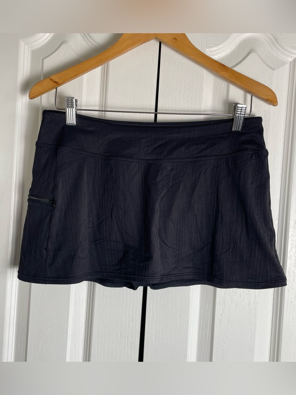 Sunsets Sporty Swim Skort Bikini Bottom Women’s S Black y2k Zipper Pocket Shorts